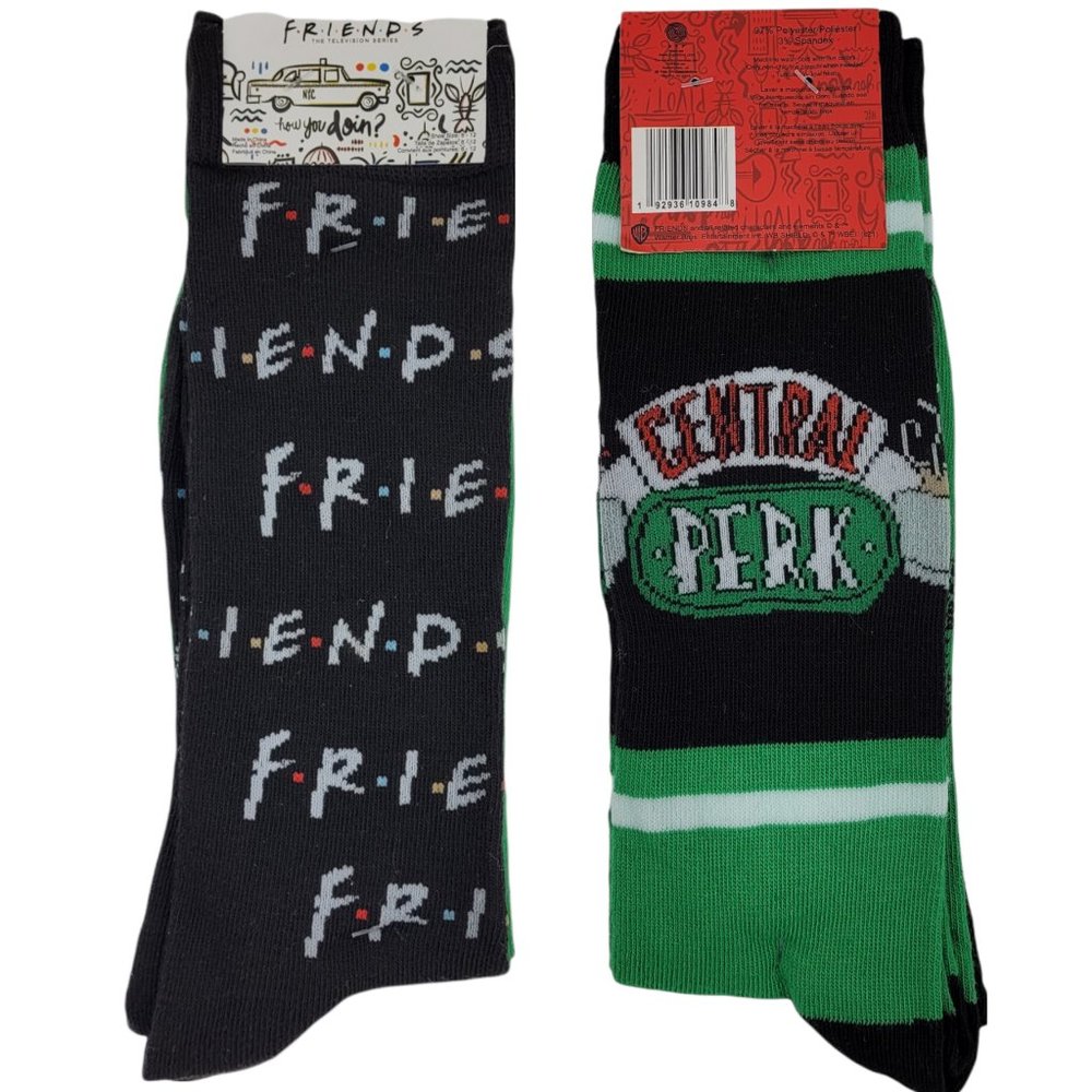Friends Television Series Central Perk Logo Men's Crew Socks, 2 Pairs